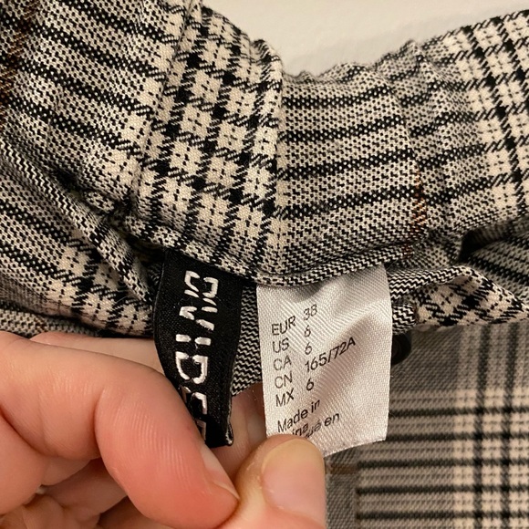 H&M Black White Plaid High Waisted Business Casual Trouser Pants - Picture 9 of 10